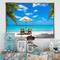Designart - Turquoise Beach with Chairs - Seashore Photo Framed Canvas Print